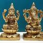 Small Statue of Lakshmi and Ganesha Sitting on a Lotus Pedestal 4 inches