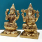 Small Statue of Lakshmi and Ganesha Sitting on a Lotus Pedestal 4 inches