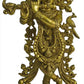 Handmade Natural Brass Statue of Krishna Playing a Divine Flute 15 Inches