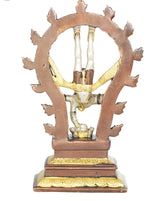Shiva Nataraja-Skulptur mit rostbraunem Radkranz, goldene Töne, stehende Figur, 12 Zoll