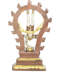 Shiva Nataraja-Skulptur mit rostbraunem Radkranz, goldene Töne, stehende Figur, 12 Zoll
