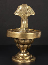 Brass Shivalinga idol on lotus pedestal, embossed petal design, 9-inch