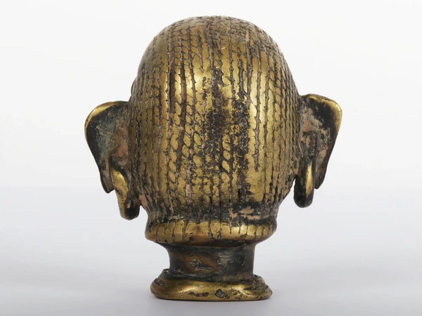 Small Brass Statue of Shiva's Head 2 inches Study Setting