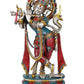 Brass Statue of Murali Krishna in a Silver Hue with Coral and Turquoise Inlay Work 23 inches