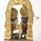 Brass Statue of Radha Krishna with Milk Pot featuring Inlay Work 14 inches