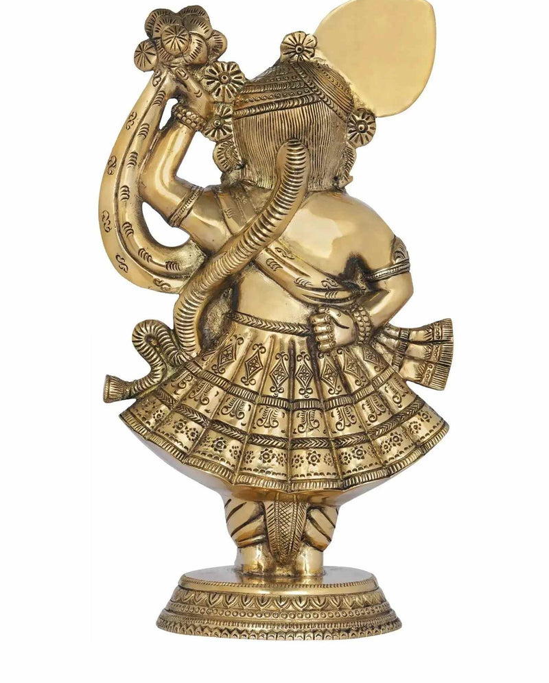 Fine Quality Handmade Natural  Brass Statue of Shri Krishna as Shrinath Ji 13 Inches