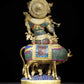 Brass Statue of Venugopal Krishna with Cow featuring Inlay Work 17 Inches