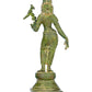 Mud green Brass Statue of Devi Andal Holding a Parrot 12 inches