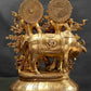 Brass Statue of Standing Radha Madhav (Krishna) with Cow 16 Inches