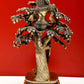 natural brass Krishna on a Tree with Radha Standing Beneath 12.5 cm