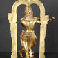 Brass Statue of Tribhanga Murari (Krishna) Playing Flute with Kirtimukha Arch 13 Inches