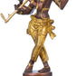 Handmade Brown Gold Brass Statue Depicting Lord Krishna's Cosmic Form, the Eighth Incarnation of Vishnu 14 inches