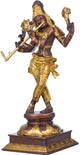 Handmade Brown Gold Brass Statue Depicting Lord Krishna's Cosmic Form, the Eighth Incarnation of Vishnu 14 inches