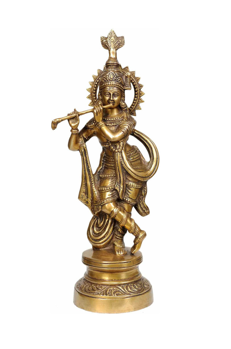 Brass Statue of Murli Krishna 16 INCHES