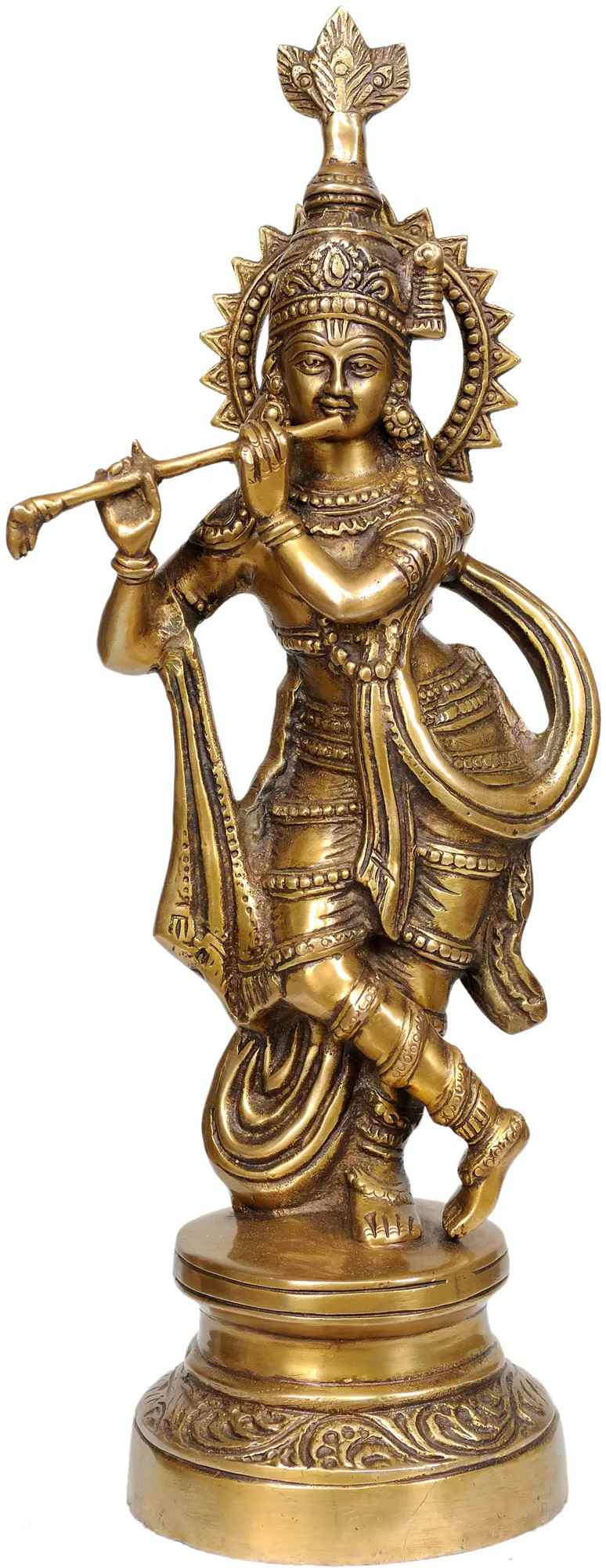 Brass Statue of Murli Krishna 16 INCHES