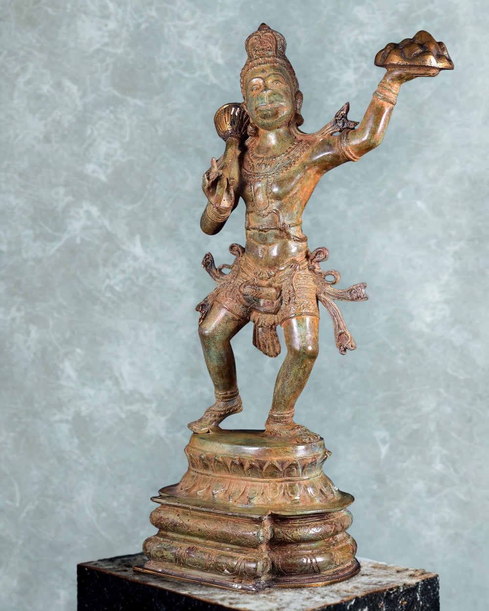 Indonesian Bronze Sanjeevani Hanuman Sculpture (Height :18 Inches)