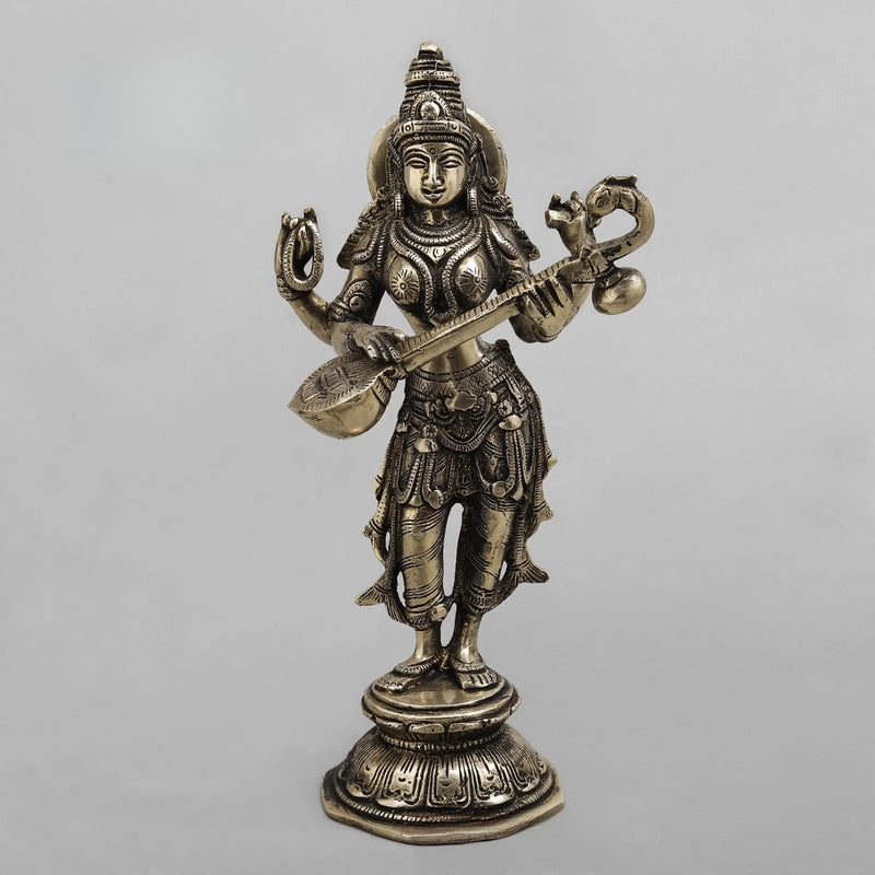 AONA Brass Saraswati standing Sculpture
