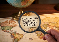 Goldene Karte mit Lupe: Magnifying Glass inklusive, zum Lesen kleiner Details