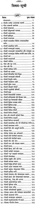 गीता-दर्पण विषय-सूची पृष्ठ, सूचीबद्ध शीर्षक और पृष्ठ संख्याएँ