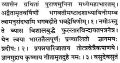 श्लोकों का पेज: ल्यायसे मतिरं गण्यम् और अन्य पंक्तियों का संस्कृत पाठ