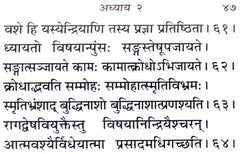 पेज पर संस्कृत श्लोक: वशी हि जयेषिन्दियाणि तथा अन्य पंक्तियाँ