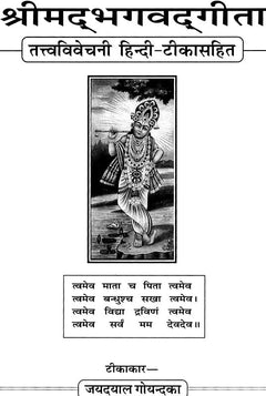 तत्त्वविवेचनी हिन्दी-टीका शीर्षक पृष्ठ, बीच में देवी/भगवान का चित्र और श्लोक