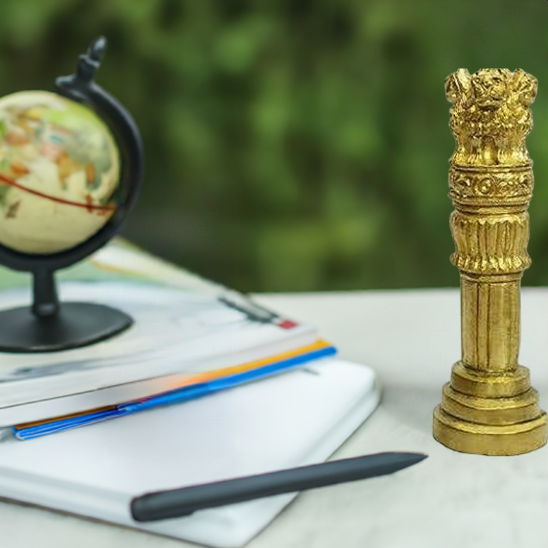 Brass Ashoka Pillar Table Top for Offices Height 4 Inch