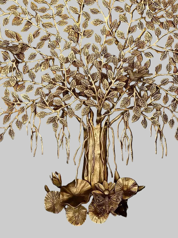 Majestic Brass Tree of Life Wall Art | Elegant Decorative Wall Hanging for Home & Office Décor (Height: 24 Inches) Entryway Setting