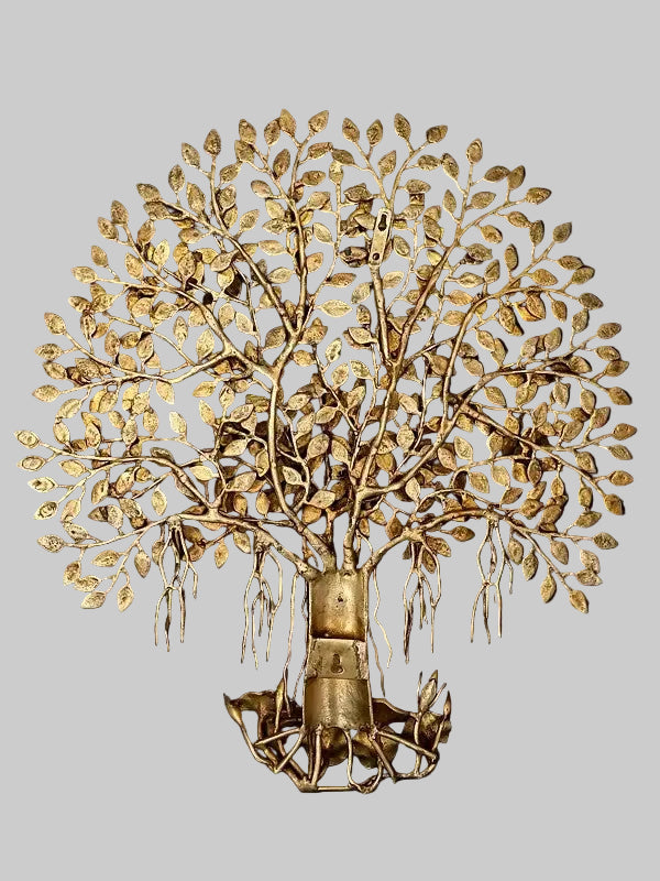Majestic Brass Tree of Life Wall Art | Elegant Decorative Wall Hanging for Home & Office Décor (Height: 24 Inches) Study Setting