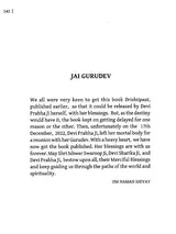 Book page with heading “JAI GURUDEV” and a short devotional message