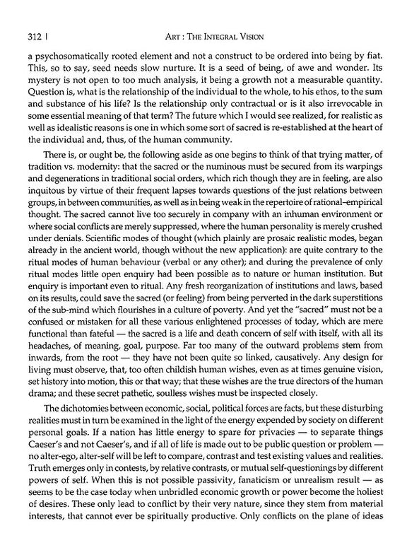 Interior page 312: Art: The Integral Vision with multiple paragraphs of essay text