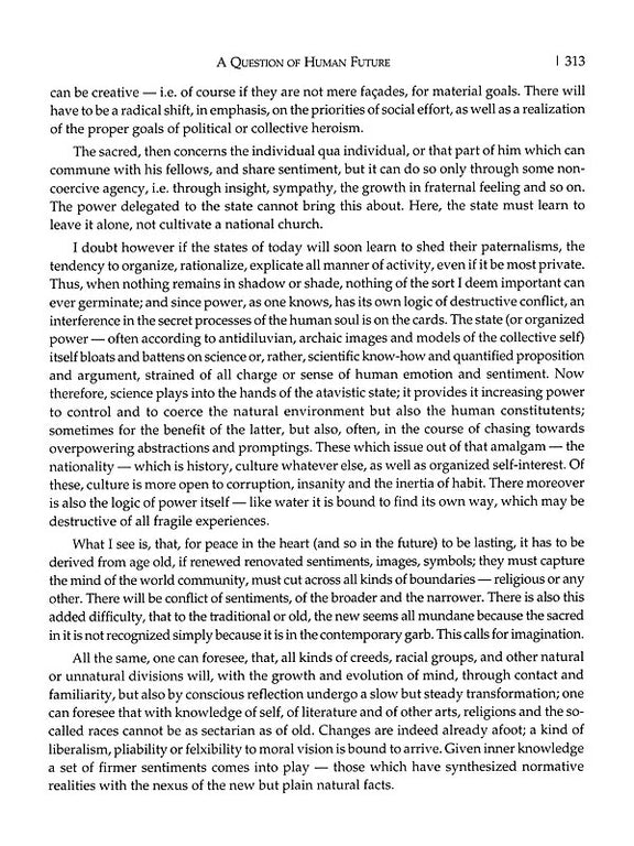 Interior page 313 with heading “A Question of Human Future” and body text