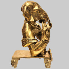 Brass Flute-Playing Ganesha Statue | Antique Finish Home Decor Showpiece (Height: 11 Inches)