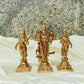 Set of 3 Handmade Panchaloha Lord Murugan with Valli Deivani Copper Idols 4 inches