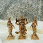 Set of 3 Handmade Panchaloha Lord Murugan with Valli Deivani Copper Idols 4 inches