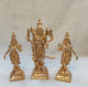 Set of 3 Handmade Panchaloha Lord Murugan with Valli Deivani Copper Idols 4 inches