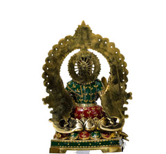 Large Brass Maa Gajalakshmi Statue – Goddess Lakshmi Murti for Home Temple, Mandir Décor & Housewarming Gift (Height: 16.5 Inches)