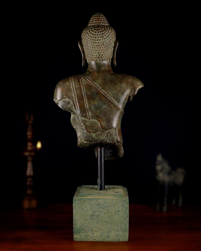Indonesian Bronze Buddha Bust (Height : 27.5 Inches)
