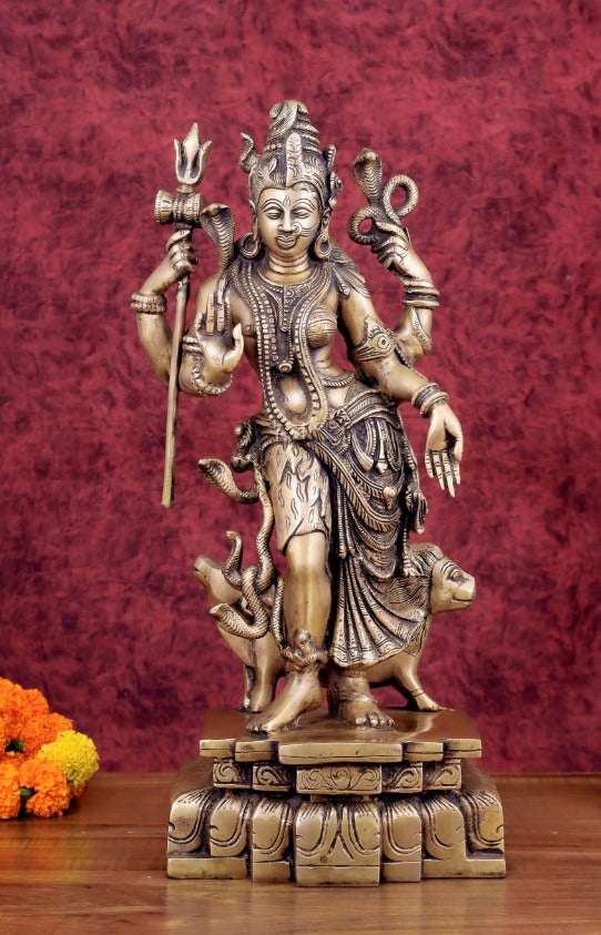 Brass Ardhanarishwara Idol Height: 19 Inch