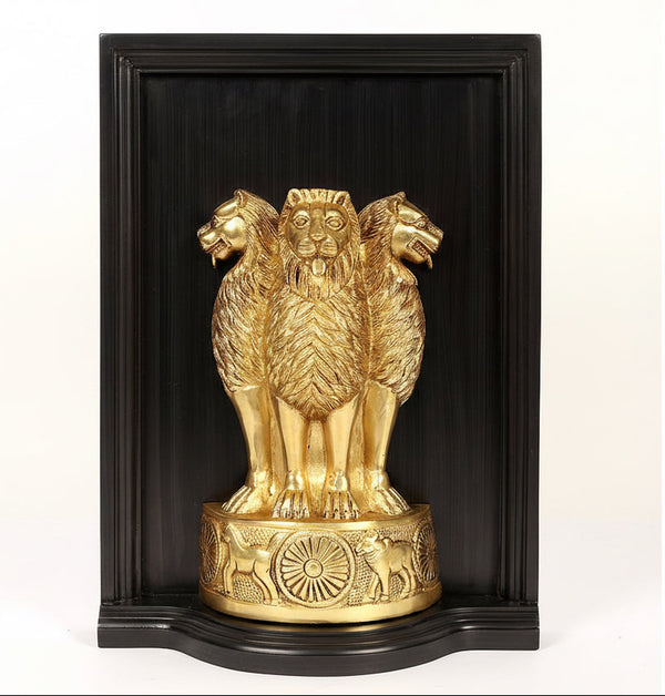 Brass Ashoka Stambha - National Emblem of India | Wall Hanging (Height: 16 Inches)