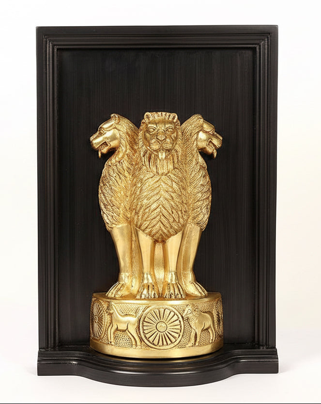 Brass Ashoka Stambha - National Emblem of India | Wall Hanging (Height: 16 Inches)