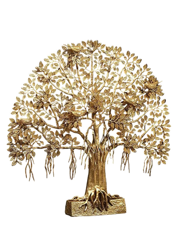 Large Brass Tree of Life with Stand | Elegant Decorative Sculpture for Home & Office Décor (Height: 33.8 Inches)