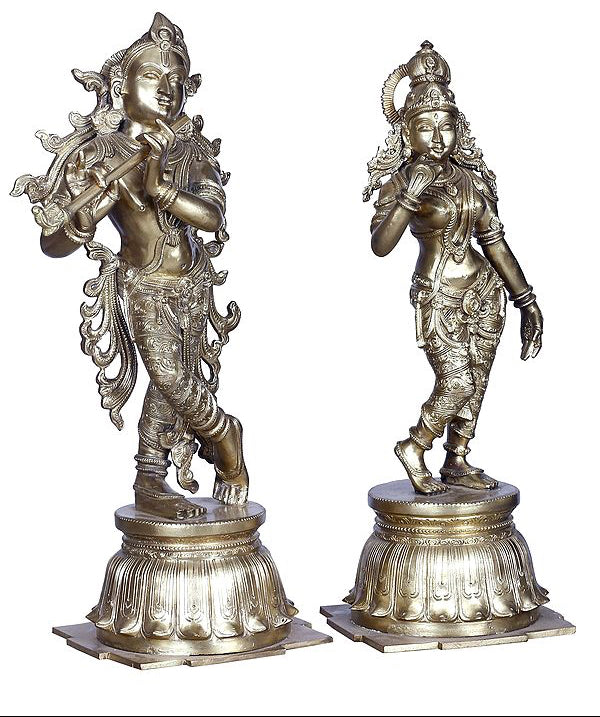 Brass Radha Krishna Idol (Height :20 Inches) Craft Detail