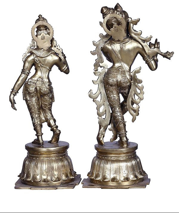 Brass Radha Krishna Idol (Height :20 Inches) Study Setting