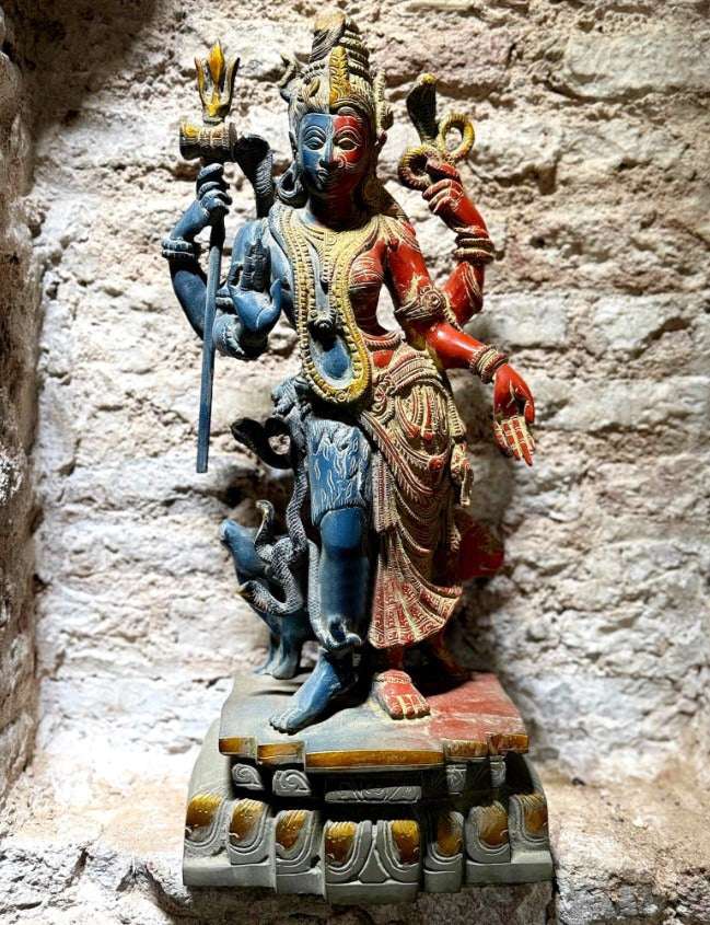 Brass Ardhanarishwara Statue Height: 19 Inch