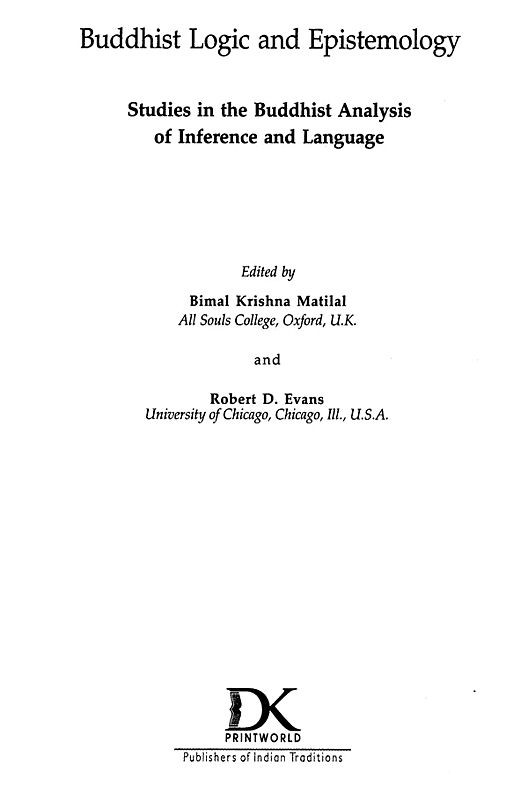 Buddhist Logic and Epistemology (Studies in the Buddhist Analysis of Inference and Language) Entryway Setting