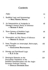 Contents page for Buddhist Logic and Epistemology listing chapter titles and page numbers