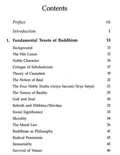 Contents page listing Preface, Introduction, and Buddhist tenets with page numbers