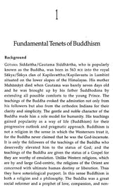 Fundamental Tenets of Buddhism page 1 with paragraphs under 'Background'
