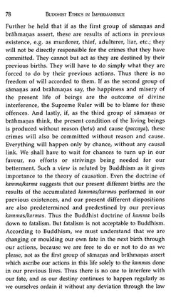Buddhist Ethics in Impermanence page discussing karma, fate, and moral responsibility